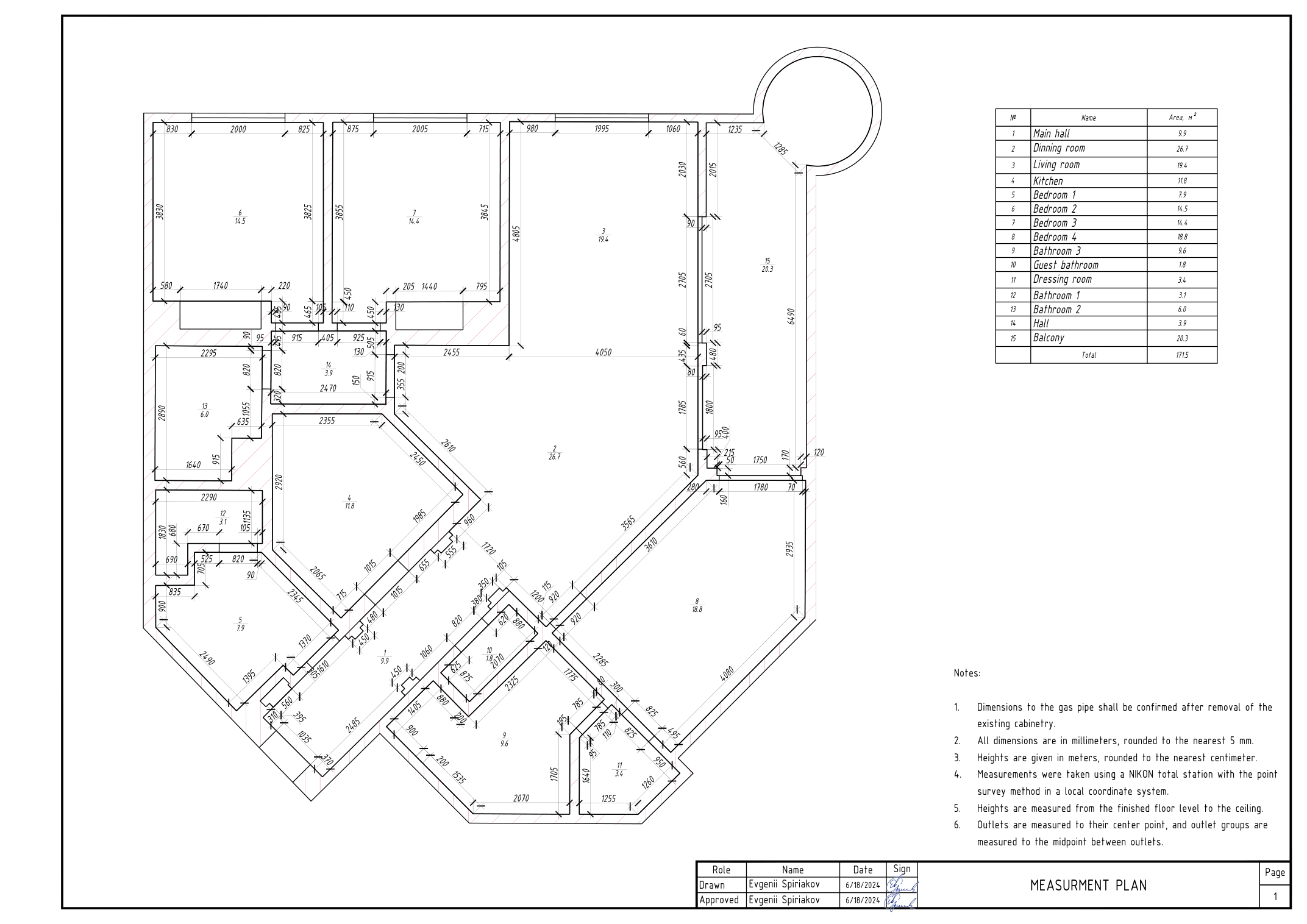 Apartment, Palm Jumeirah — measured drawings