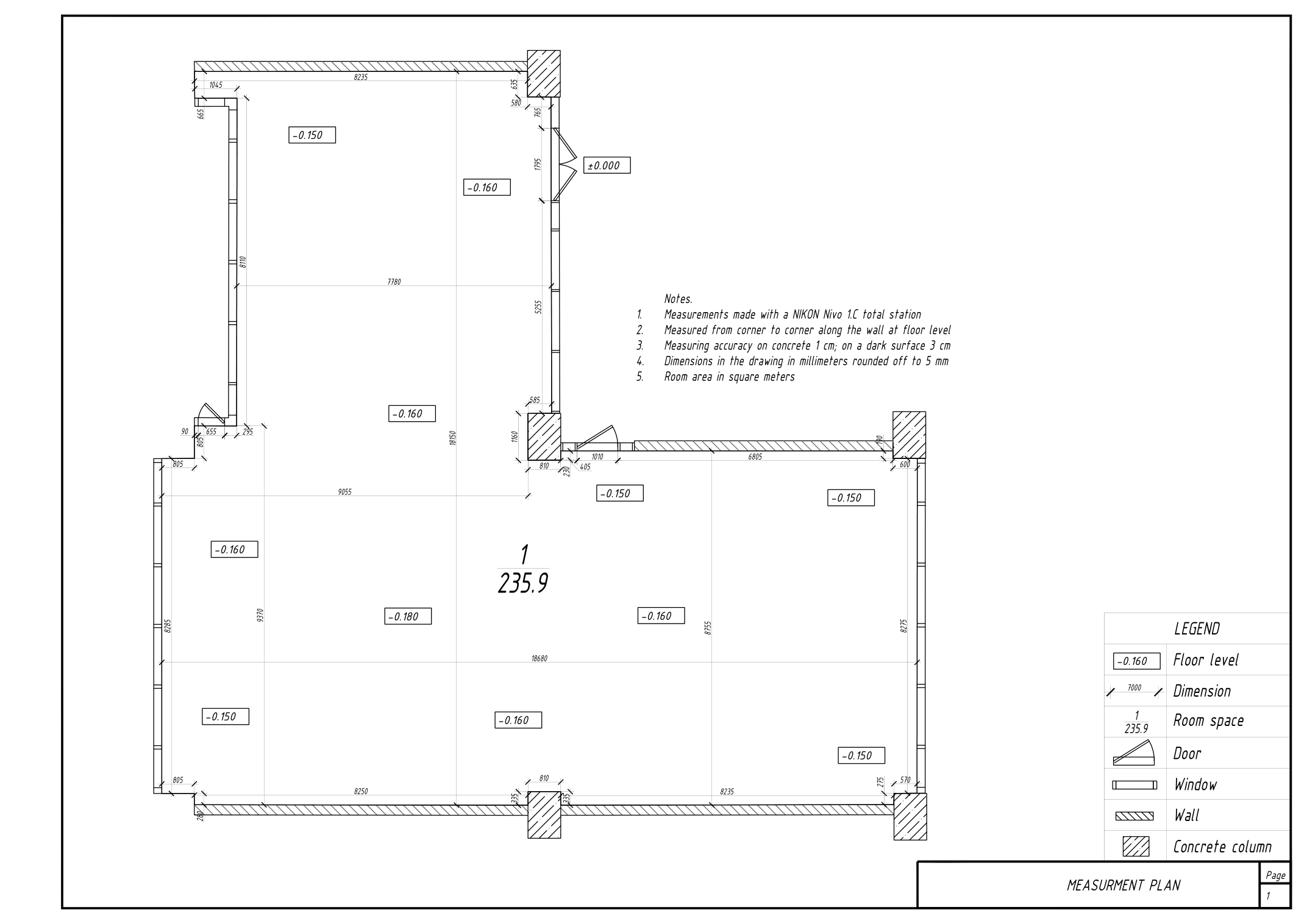 Office building, One Central — measured drawings