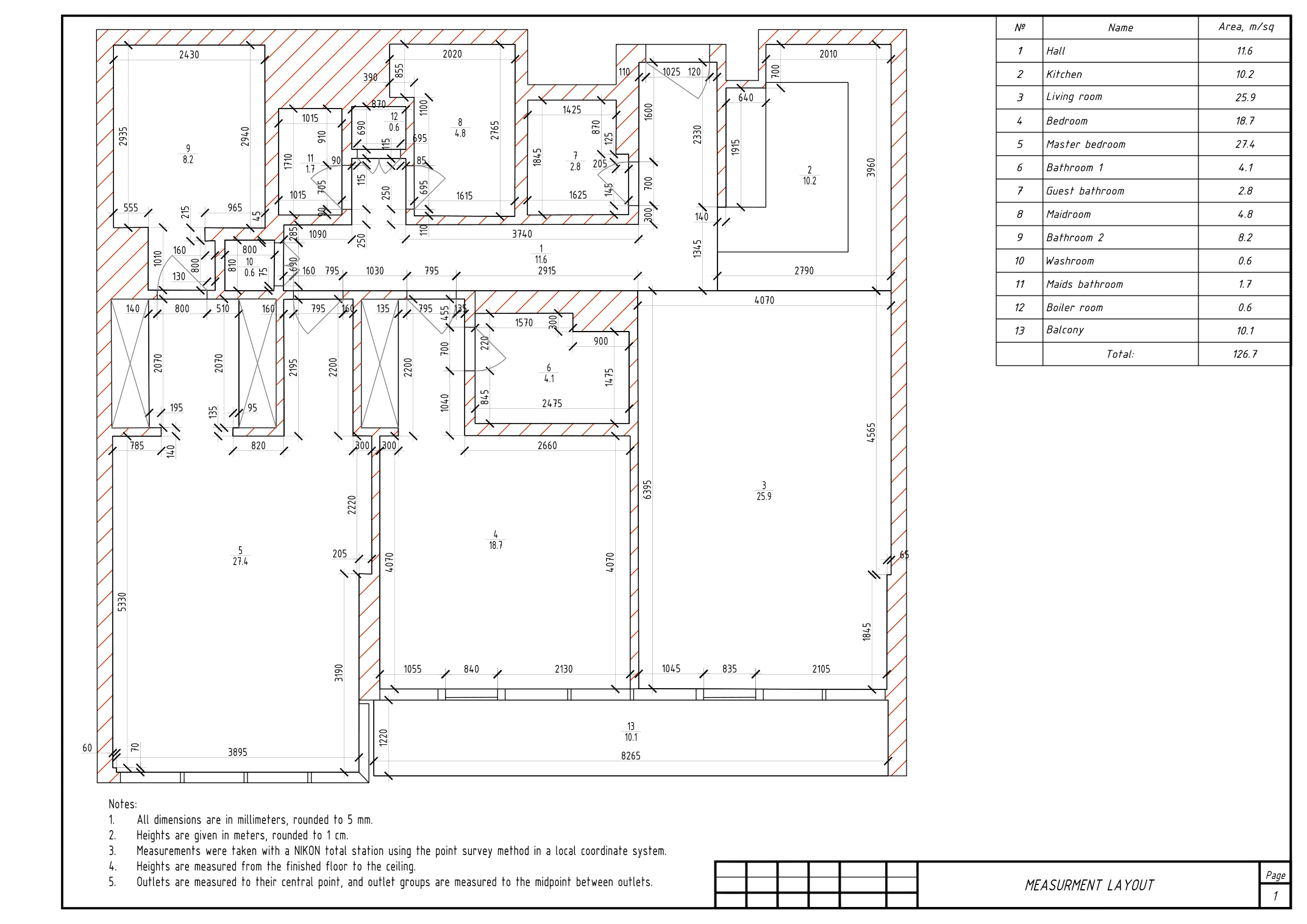 Apartment, Dubai Canal — measured drawings