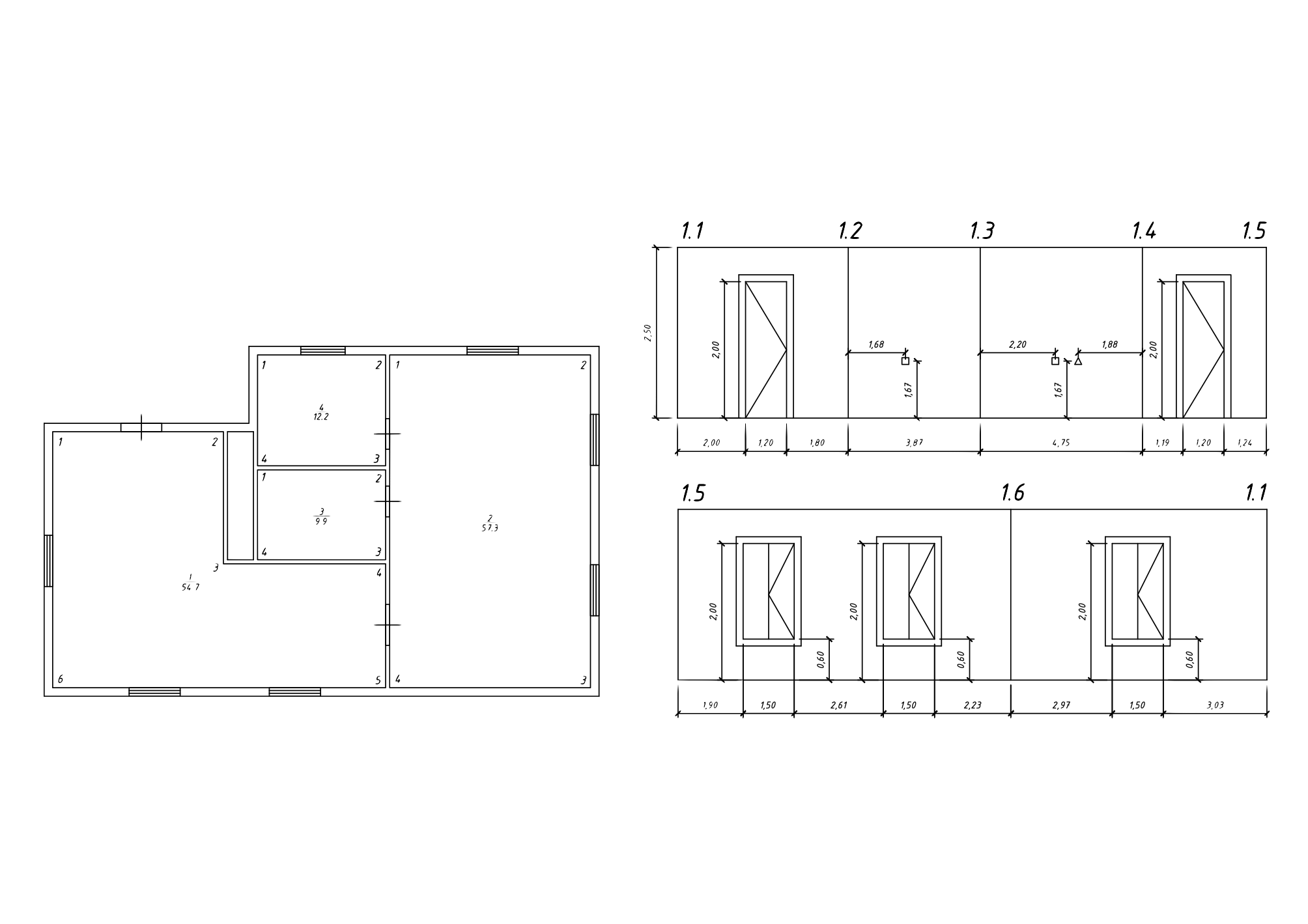 Door and window schedule with elevations