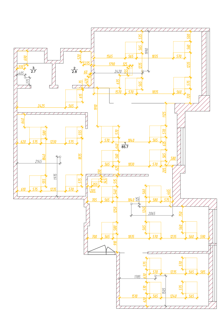 Lighting layout overlaid on the floor plan